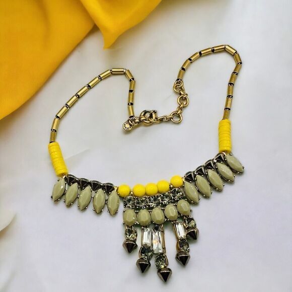 J. Crew Bead Crystal Statement Necklace - Picture 1 of 7